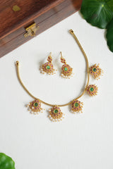 Premium Traditional Kemp Stone Drops Necklace Set - AN14