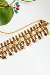 13. Amritha Vinaya Antique Coin Choker Set - TC007