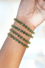 Crystal Bloom Gold Bangles (Set of 1)-BB01