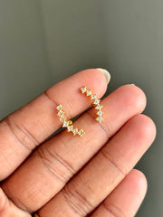 Pretty Love Curved Ear studs SSB45, gold-tone curved crystal ear studs