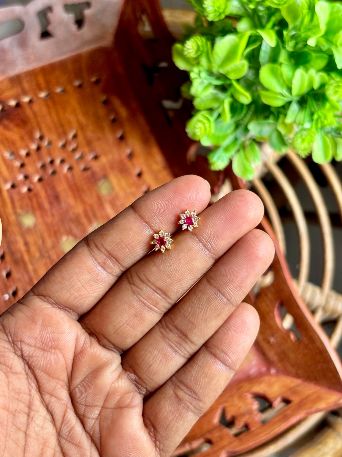 Diamond replica Ruby Star Ear Studs SSB30