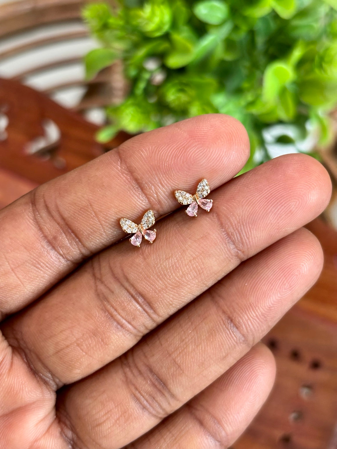 Cute Butterfly Diamond Replica Helix Studs Rose Gold