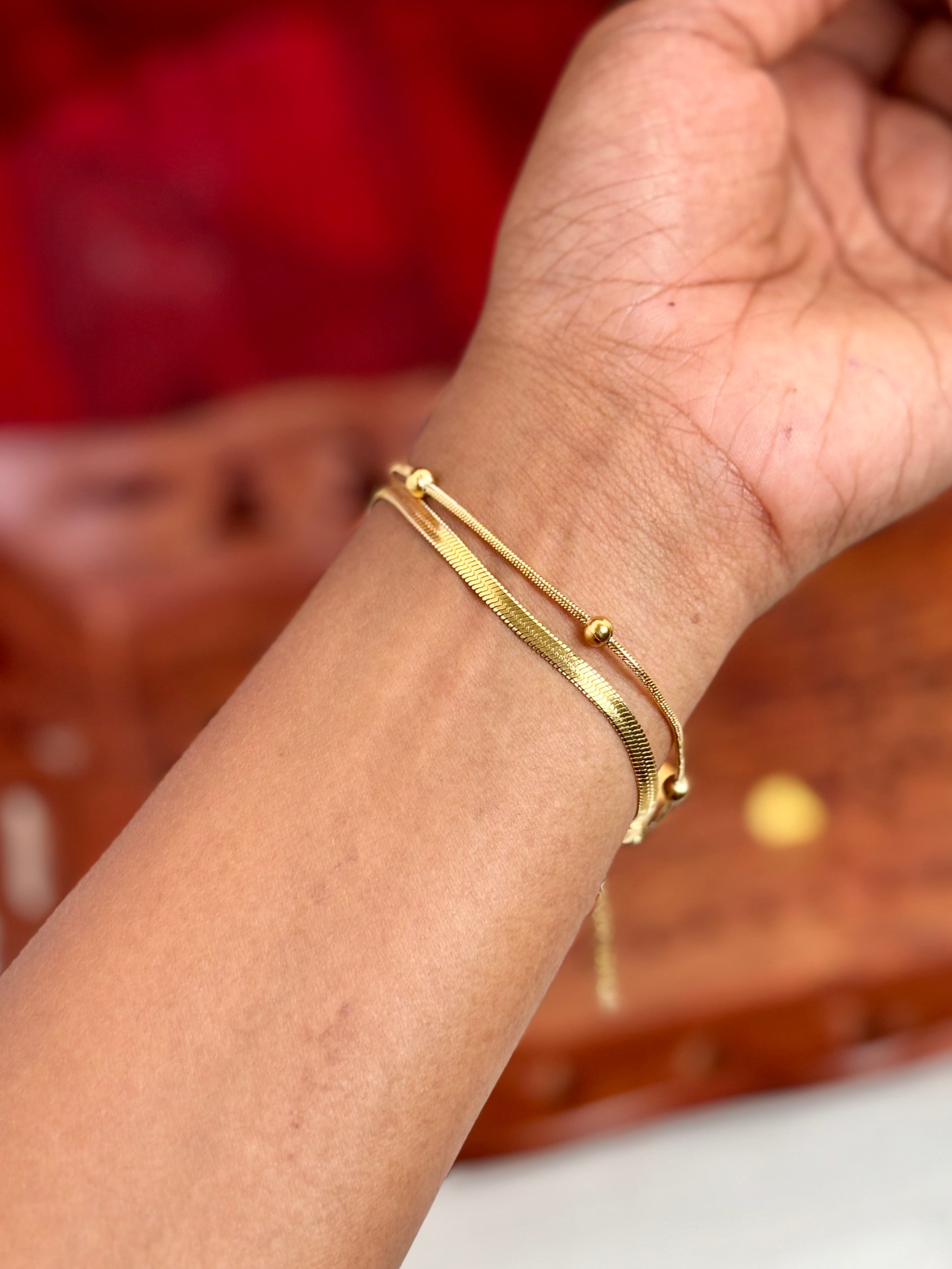 Double Layered Anti-Tarnish Snake Chain Bracelet
