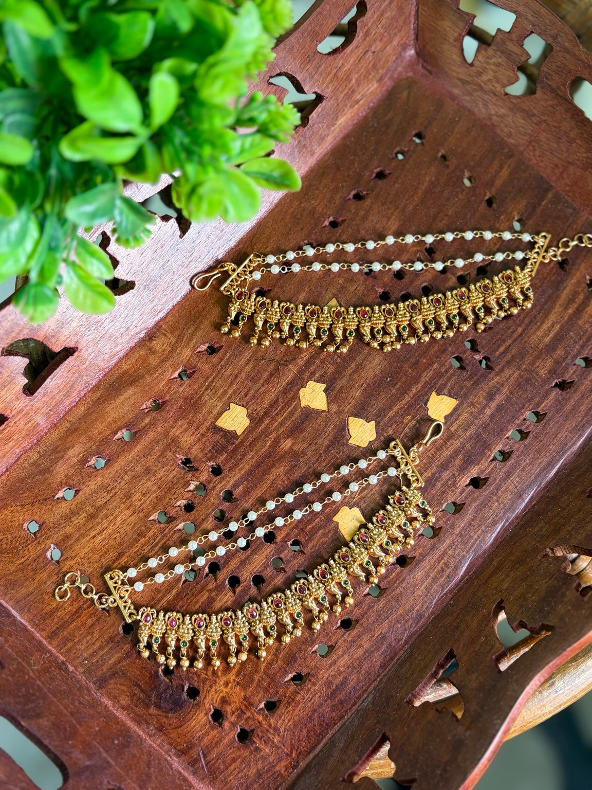 Elegant Antique Peacock Design Ear Chain