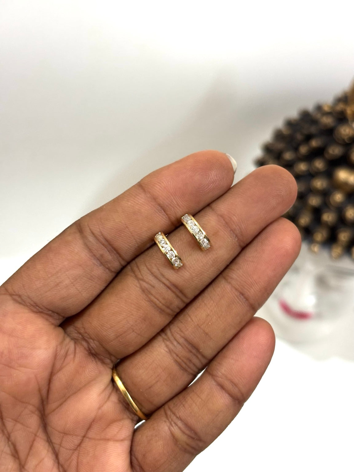 Elegant Curved Crystal Ear Studs - SSB43